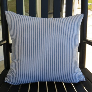 Ticking Stripe Pillow/Cotton Pillow Cover/Ticking Stripe Pillow Cover/Blue