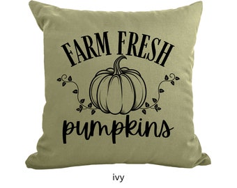 Farm Fresh Pumpkins printed cotton decorative pillow/6 Fall colors/Decorative fall pillow/Decorative pillow/Available with or without insert