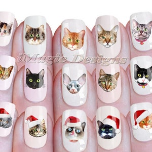 Cat Nail Stickers, Water Slide Nail Decals, Nail Tattoos, Cat Lover, Nail Tattoos