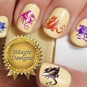 Water Slide Nail Decals Stickers, Nail Art Transfers, Dragons, Nail Tattoos