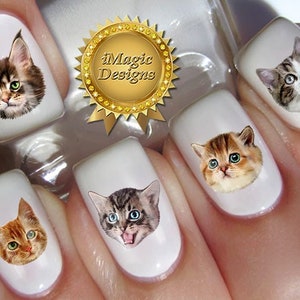 Cat Nail Stickers, Water Slide Nail Decals, Nail Tattoos, Kittens, Nail Tattoos