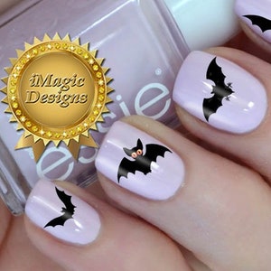 Halloween Nail Stickers Tattoos, Waterslide Nail Decals, Bats, Nail Tattoos