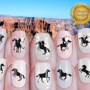 Waterslide Nail Decals, Nail Stickers, Native Warrior or Horse, Nail Tattoos