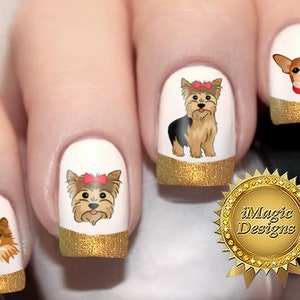 Nail Decals, Water Slide Nail Transfers, Dog Nail Stickers, Yorkie, Chihuahua or Pomeranian - Face or Full Body, Nail Tattoos