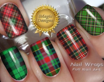 Nail Wraps, Waterslide Full Nail Decals, Christmas Tartans, Nail Tattoos