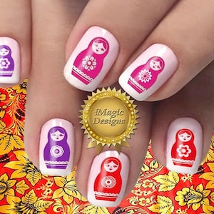 Nagel Aufkleber, Wasserschiebefolie Nagel Sticker, Russische Puppen, Nageltattoos