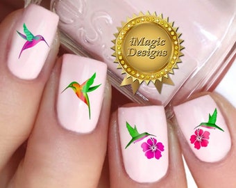 Nail Decals, Water Slide Nail Stickers, Hummingbird, Nail Tattoos