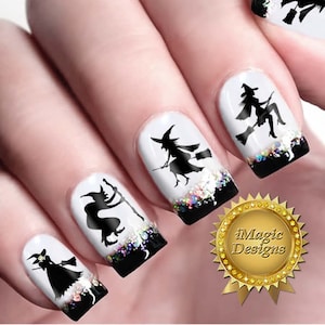 Halloween Nail Tattoo Stickers, Waterslide Nail Decals, Witch, Nail Tattoos
