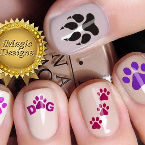 Waterslide Nail Art Decals Nail Stickers Dog Paw Prints Etsy