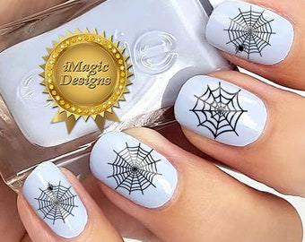 Halloween Nail Decals, Waterslide Nail Stickers, Spider Web, Nail Tattoos