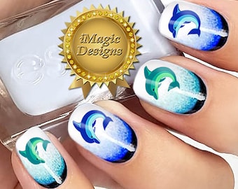 Nail Decals, Water Slide Nail Stickers, Dolphin, Nail Tattoos