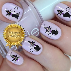 Waterslide Nail Decals, Cat Nail Stickers, Cat Dressed for Halloween, Nail Tattoos