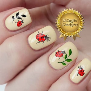 Nail Decals, Water Slide Nail Stickers, Ladybug, Nail Tattoos