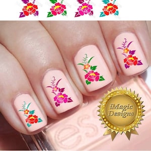 Nail Decals Stickers, Water Slide Nail Art, Flower Arrangement, Nail Tattoos