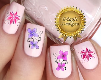 Water Slide Nail Decals, Floral Stickers, Nail Transfers, Flowers, Nail Tattoos