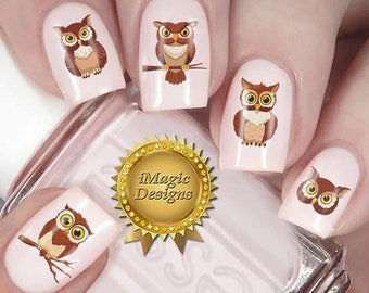 Nail Decals, Water Slide Nail Stickers, Owl, Nail Tattoos