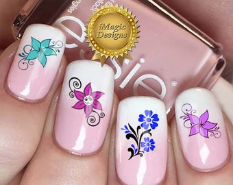 Nail Decal, Easy Nail Art Transfer Stickers, Flower, Nail Tattoos