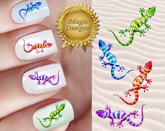 Nail Decals Stickers, Water Slide Nail Art Transfers, Lizard, Nail Tattoos