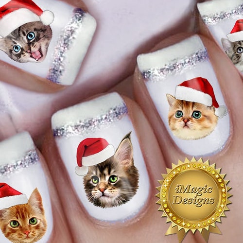 Christmas Nail Stickers Water Slide Nail Decals Santa Claus - Etsy