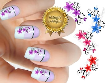 Nail Decals, Water Slide Nail Transfer Stickers, Flower Vine, Nail Tattoos