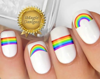 Waterslide Nail Decals, Nail Stickers, Rainbow, Nail Tattoos