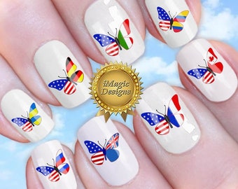 USAF Air Force Wife Heart Nail Decals - 20 WaterSlide Military Nail Art Stickers Made In USA
