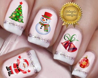 Christmas Nail Stickers, Water Slide Nail Decals, Merry Christmas!, Nail Tattoos