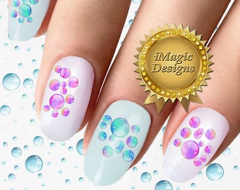 Nail Decals, Water Slide Nail Transfers Stickers, Bubble Bath, Nail Tattoos