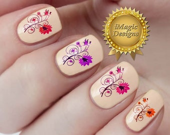 Nail Art Decals, Water Slide Nail Stickers, Floral Fantasy, Nail Tattoos