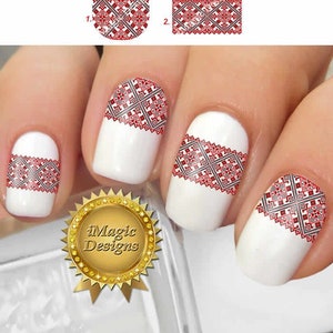 Nail Decals Stickers, Elegant Water Slide Nail Transfers, Ukrainian Embroidery, Nail Tattoos