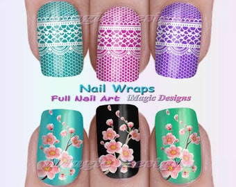 Nail Mini Wraps Waterslide Nail Art Stickers White Lace or | Etsy