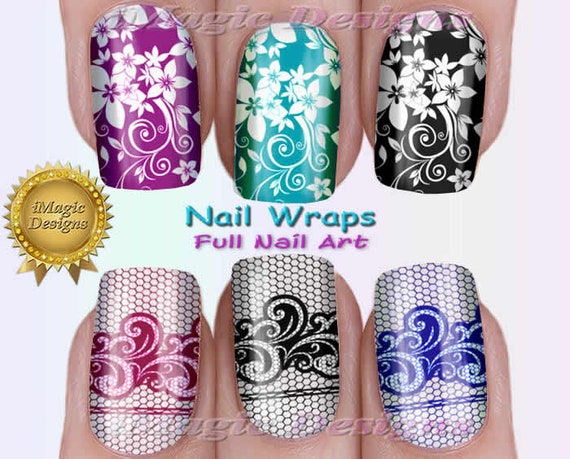 Nail Wraps Waterslide Full Nail Decals Stickers Lace or | Etsy