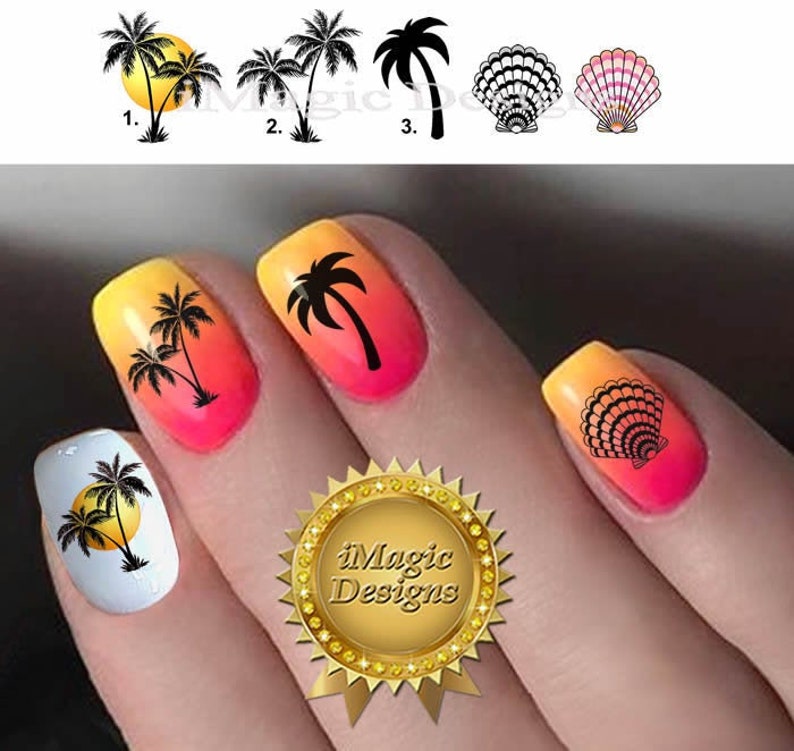 Waterslide Nail Decals Tropical Nail Stickers Palm Trees or - Etsy