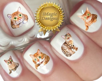 Cat Nail Stickers, Water Slide Nail Decals, Nail Tattoos, Cute Kitties, Nail Tattoos