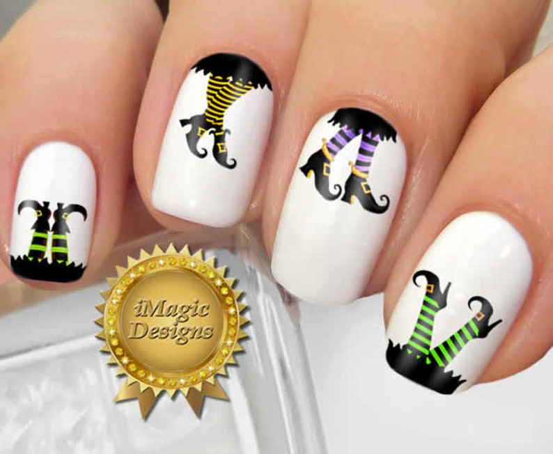 Halloween Nail Tattoo Stickers Waterslide Nail Decals Witch Etsy
