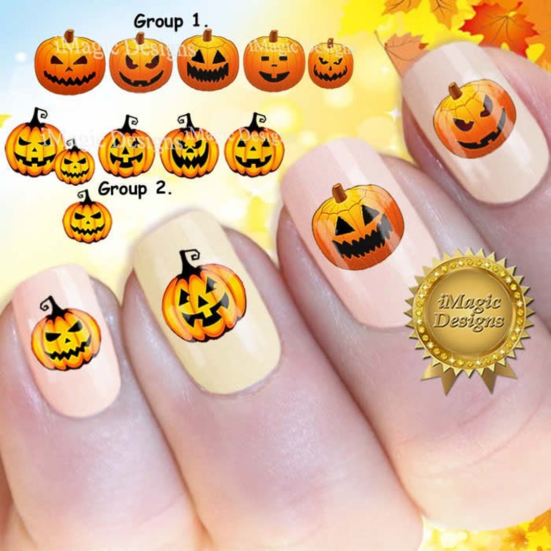 Halloween Nail Decals, Halloween Waterslide Nail Stickers, Pumpkin ...