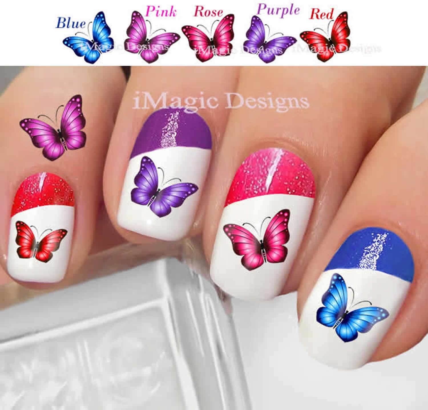Waterslide Nail Decals Stickers Nail Art Transfers Butterfly Etsy