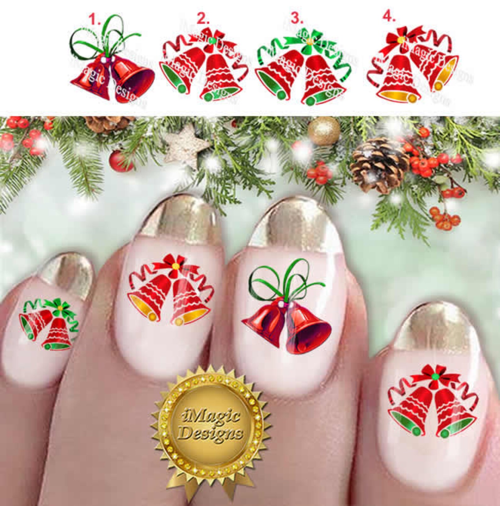 Christmas Nail Decals Nail Stickers Waterslide Christmas Etsy Ireland