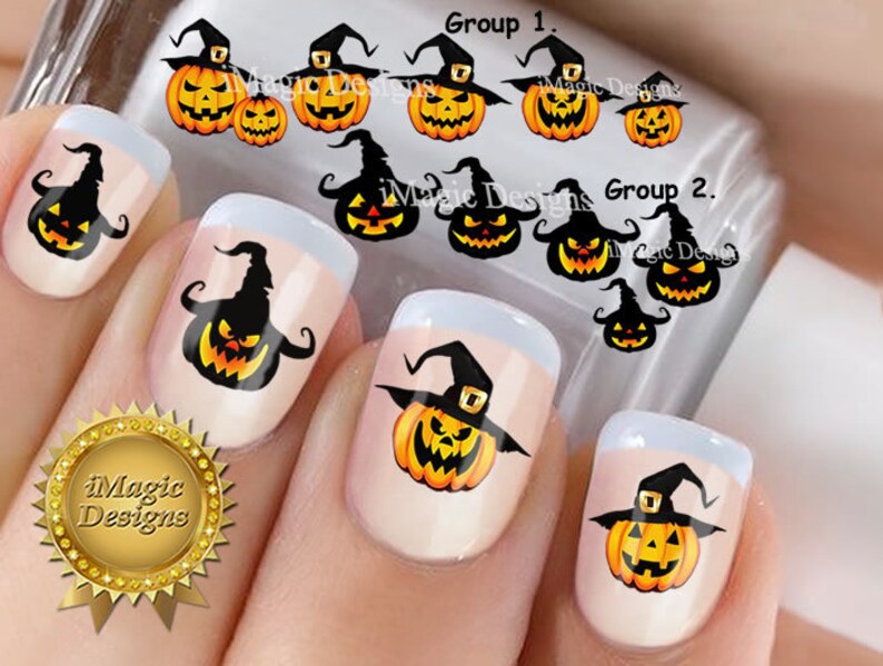 Halloween Nail Decals Halloween Waterslide Nail Stickers Etsy