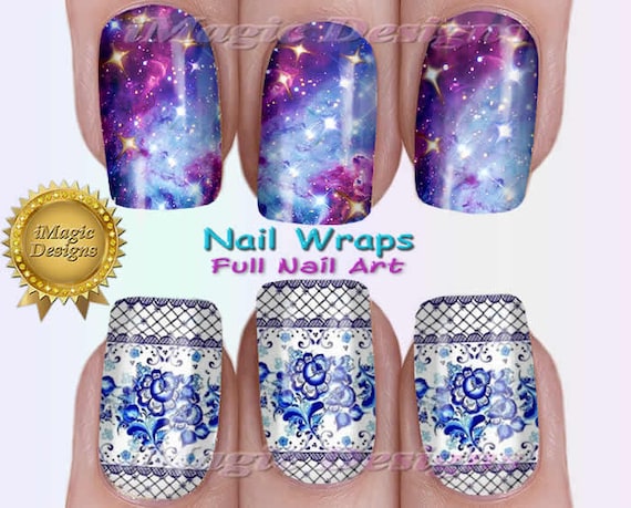 Nail Wraps Waterslide Full Nail Decals Stickers Galaxy or - Etsy