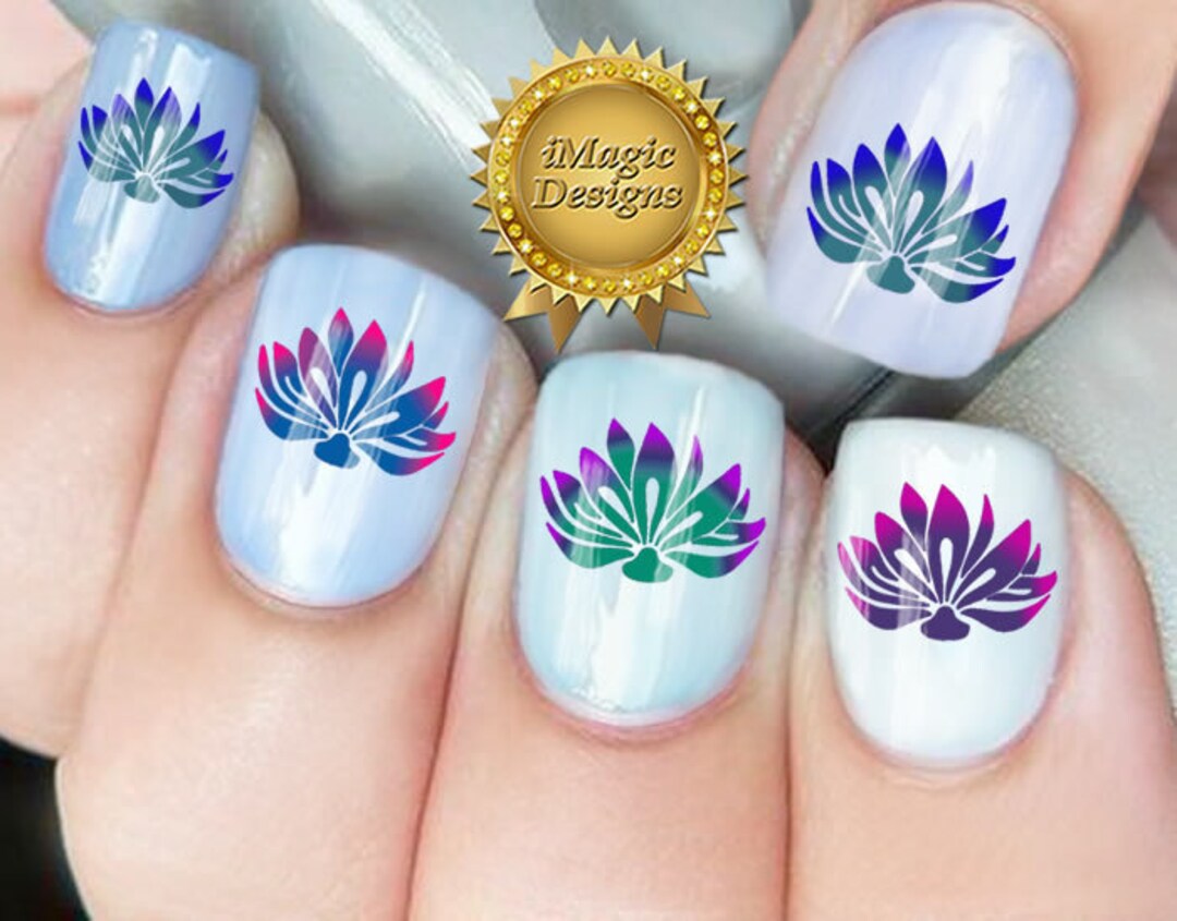 Water Slide Nail Art Decals Nail Floral Stickers Lotus - Etsy
