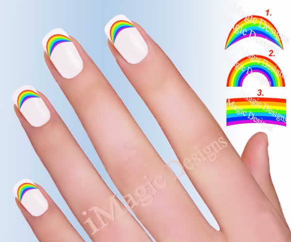 Waterslide Nail Decals Nail Stickers Rainbow | Etsy