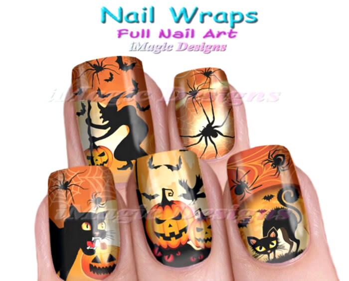 Halloween Nail Wraps Waterslide Full Nail Decals Stickers Etsy