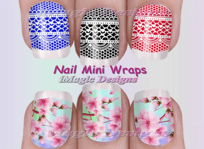 Nail Mini Wraps Waterslide Nail Art Stickers White Lace or | Etsy
