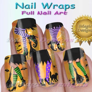 Halloween Nail Wraps, Waterslide Full Nail Decals, Stickers, Witchy Fashion, Nail Tattoos