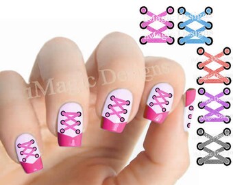 Nail Decals, Water Slide Nail Transfers Stickers, Shoe Lace