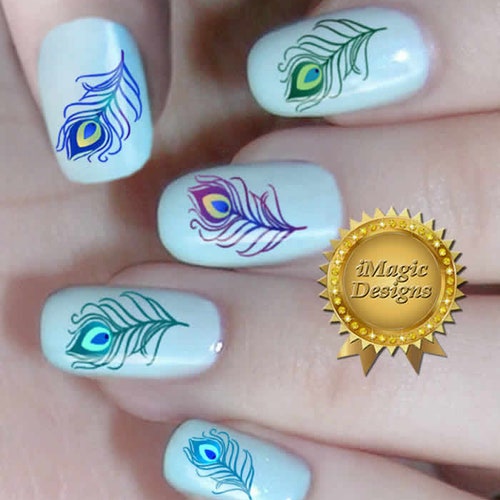 PEACOCK Waterslide Nail Decals - Etsy