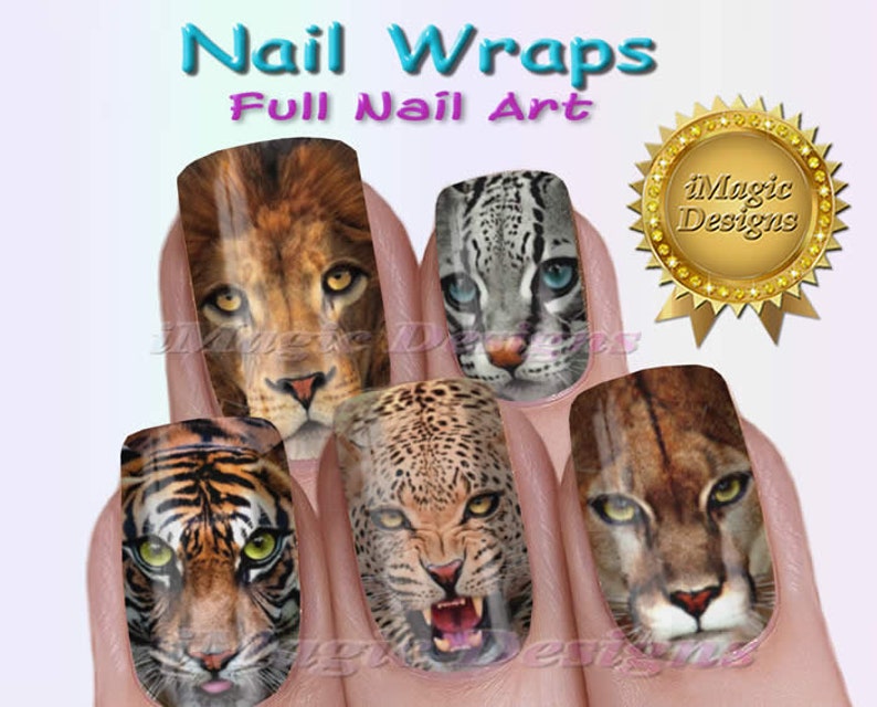 Nail Wraps Waterslide Full Nail Decals Stickers Wild Cats Etsy