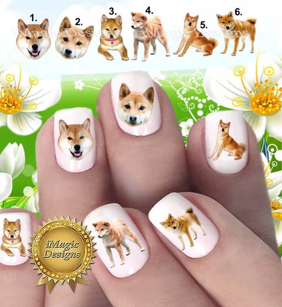 Nail Decals Water Slide Nail Transfers Nail Stickers Dogs Photo Shoot Shiba Inu