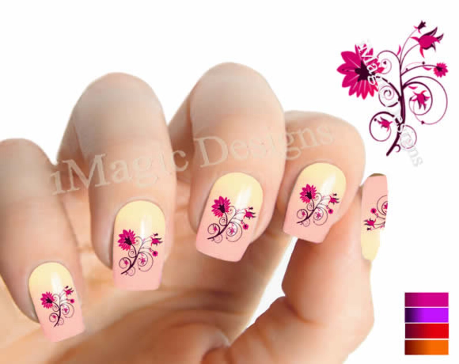 Nail Art Decals Water Slide Nail Stickers Floral Fantasy - Etsy